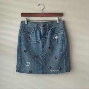 Ann Taylor LOFT denim mini-skirt with jewels 0